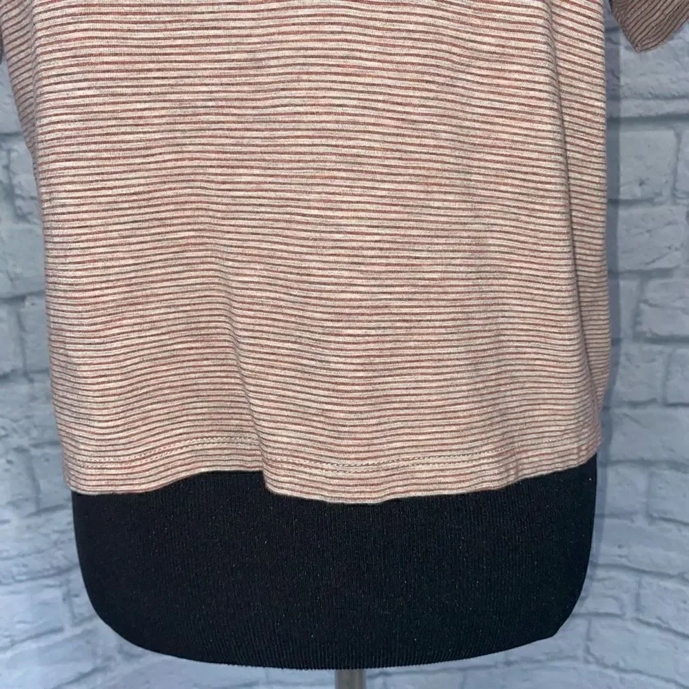 Max studio Crewneck stripe crop short sleeve top sz S women